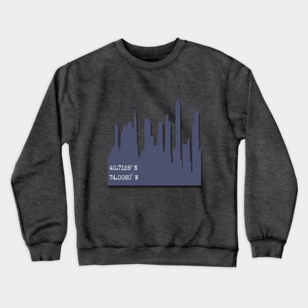 I Love New York City Skyline - Coordinates Crewneck Sweatshirt by musicanytime